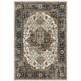 8' X 10' Beige Blue Green Rust And Grey Oriental Power Loom Stain Resistant Area Rug - Homeroots - Flyclothing LLC