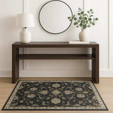 4' X 6' Charcoal Blue Gold Rust And Beige Oriental Power Loom Stain Resistant Area Rug - Homeroots - Flyclothing LLC
