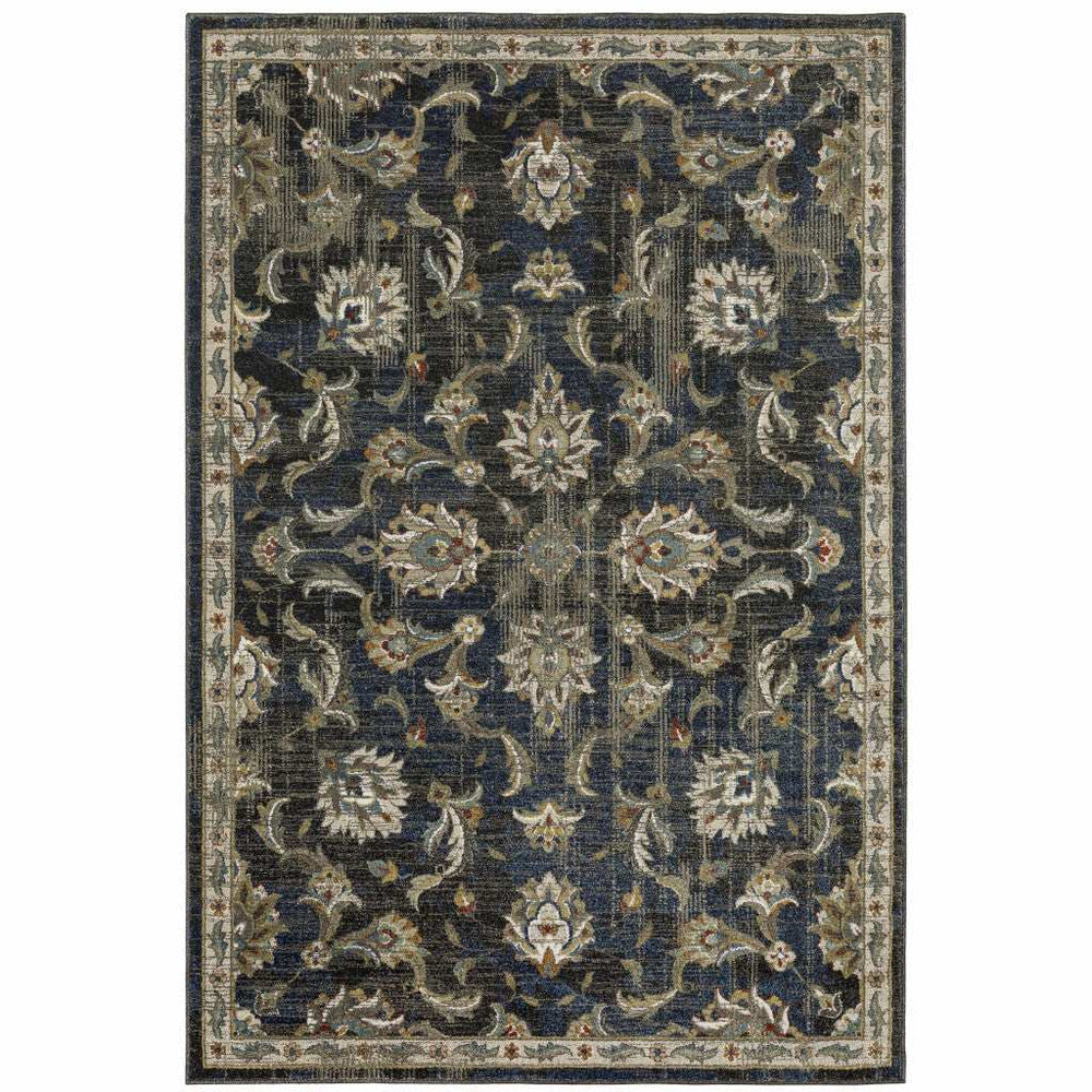 4' X 6' Charcoal Blue Gold Rust And Beige Oriental Power Loom Stain Resistant Area Rug - Homeroots - Flyclothing LLC