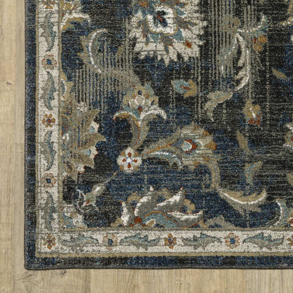 4' X 6' Charcoal Blue Gold Rust And Beige Oriental Power Loom Stain Resistant Area Rug - Homeroots - Flyclothing LLC