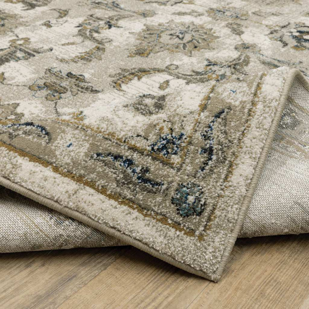 4' X 6' Beige Gold Blue And Grey Oriental Power Loom Stain Resistant Area Rug - Homeroots - Flyclothing LLC