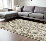 8' X 10' Beige Gold Blue And Grey Oriental Power Loom Stain Resistant Area Rug - Homeroots - Flyclothing LLC