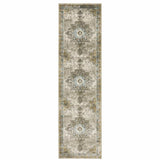 2' X 8' Grey Blue Beige And Gold Oriental Power Loom Stain Resistant Runner Rug - Homeroots - Flyclothing LLC