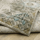 2' X 8' Grey Blue Beige And Gold Oriental Power Loom Stain Resistant Runner Rug - Homeroots - Flyclothing LLC