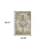 5' X 7' Grey Blue Beige And Gold Oriental Power Loom Stain Resistant Area Rug - Homeroots - Flyclothing LLC