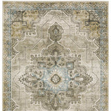 10' X 13' Grey Blue Beige And Gold Oriental Power Loom Stain Resistant Area Rug - Homeroots - Flyclothing LLC