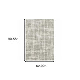 5' X 8' Grey And Ivory Abstract Shag Power Loom Stain Resistant Area Rug - Homeroots - Flyclothing LLC