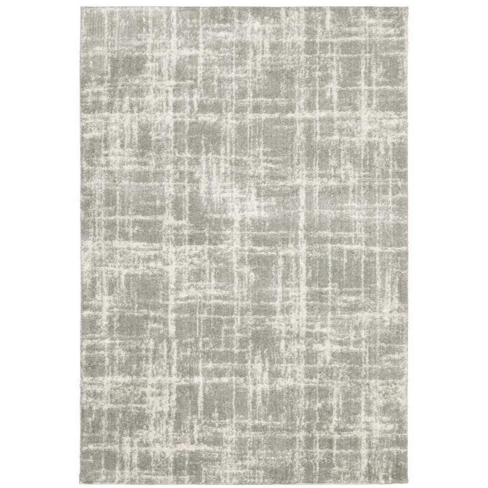 5' X 8' Grey And Ivory Abstract Shag Power Loom Stain Resistant Area Rug - Homeroots - Flyclothing LLC