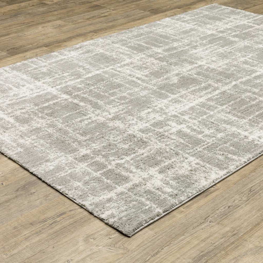 6' X 9' Grey And Ivory Abstract Shag Power Loom Stain Resistant Area Rug - Homeroots - Flyclothing LLC