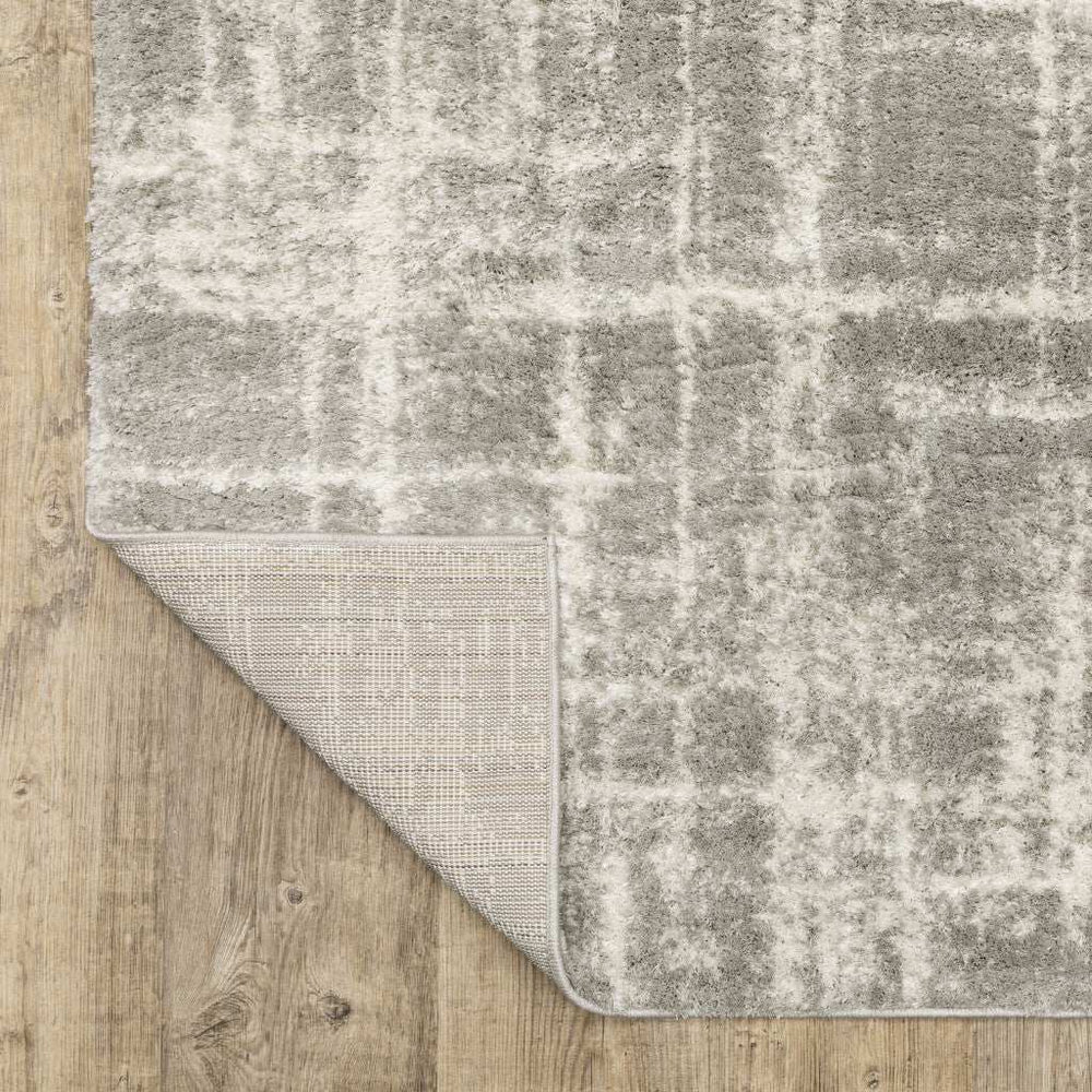 6' X 9' Grey And Ivory Abstract Shag Power Loom Stain Resistant Area Rug - Homeroots - Flyclothing LLC