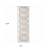 2' X 8' Ivory And Grey Geometric Shag Power Loom Stain Resistant Runner Rug - Homeroots - Flyclothing LLC