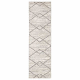 2' X 8' Ivory And Grey Geometric Shag Power Loom Stain Resistant Runner Rug - Homeroots - Flyclothing LLC