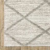 2' X 8' Ivory And Grey Geometric Shag Power Loom Stain Resistant Runner Rug - Homeroots - Flyclothing LLC