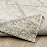 2' X 8' Ivory And Grey Geometric Shag Power Loom Stain Resistant Runner Rug - Homeroots - Flyclothing LLC