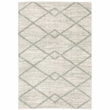 2' X 3' Ivory And Grey Geometric Shag Power Loom Stain Resistant Area Rug - Homeroots - Flyclothing LLC