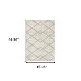 4' X 6' Ivory And Grey Geometric Shag Power Loom Stain Resistant Area Rug - Homeroots - Flyclothing LLC