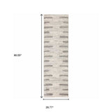 2' X 8' Ivory And Grey Geometric Shag Power Loom Stain Resistant Runner Rug - Homeroots - Flyclothing LLC