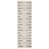 2' X 8' Ivory And Grey Geometric Shag Power Loom Stain Resistant Runner Rug - Homeroots - Flyclothing LLC
