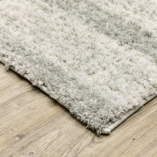 2' X 3' Ivory And Grey Geometric Shag Power Loom Stain Resistant Area Rug - Homeroots - Flyclothing LLC