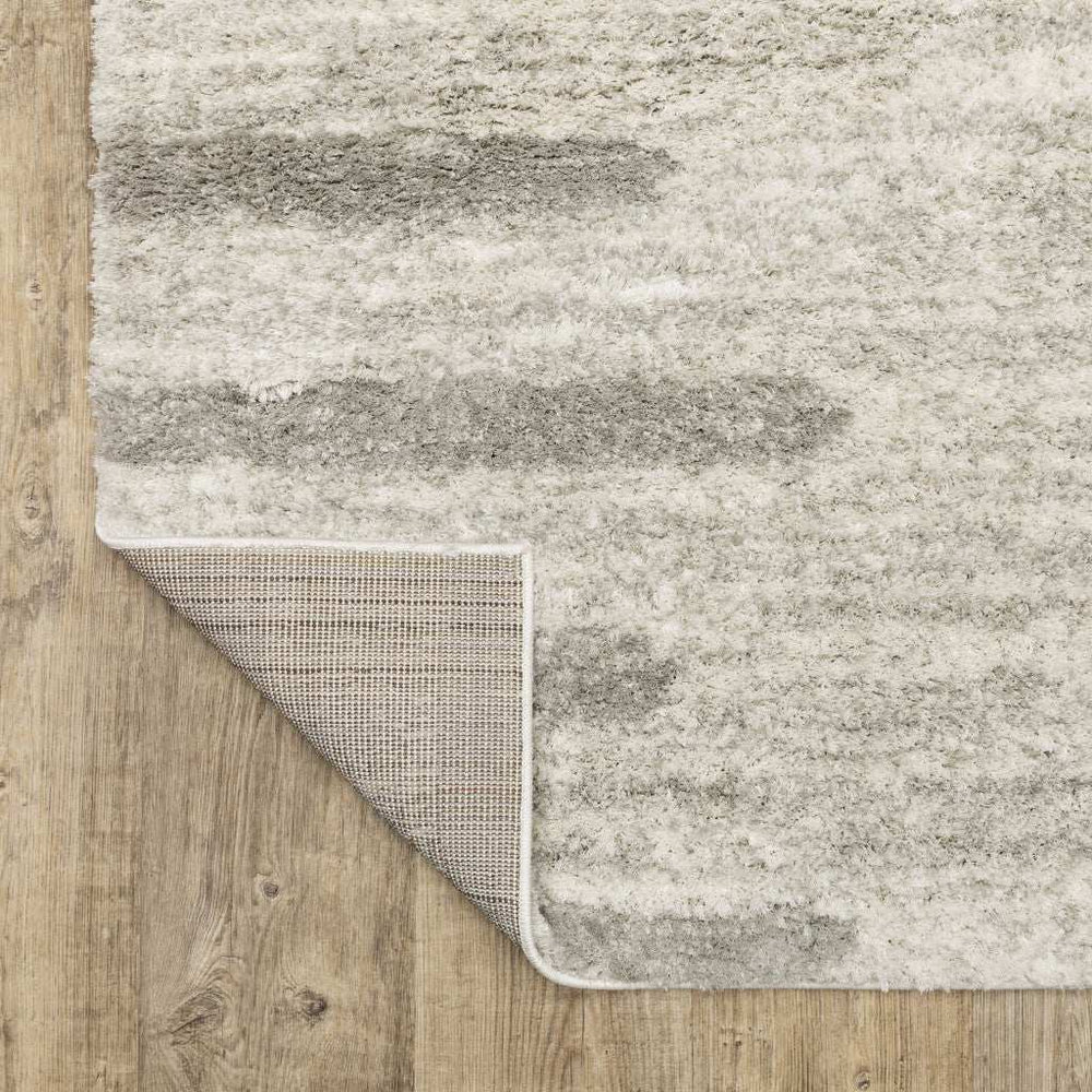 4' X 6' Ivory And Grey Geometric Shag Power Loom Stain Resistant Area Rug - Homeroots - Flyclothing LLC