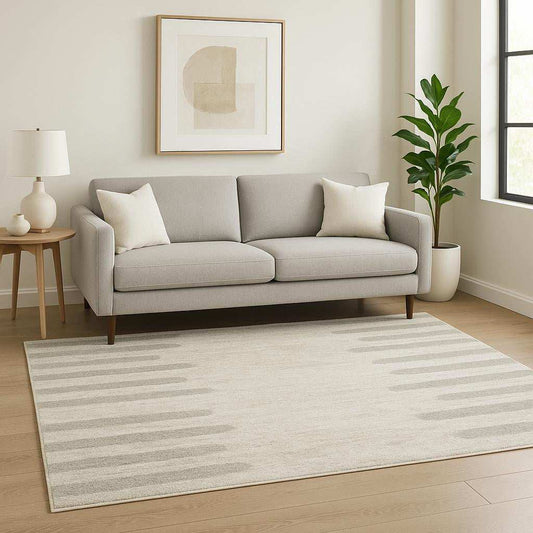 5' X 8' Ivory And Grey Geometric Shag Power Loom Stain Resistant Area Rug - Homeroots - Flyclothing LLC