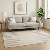 5' X 8' Ivory And Grey Geometric Shag Power Loom Stain Resistant Area Rug - Homeroots - Flyclothing LLC