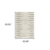 5' X 8' Ivory And Grey Geometric Shag Power Loom Stain Resistant Area Rug - Homeroots - Flyclothing LLC