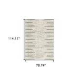 6' X 9' Ivory And Grey Geometric Shag Power Loom Stain Resistant Area Rug - Homeroots - Flyclothing LLC