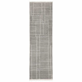 2' X 8' Grey And Ivory Geometric Shag Power Loom Stain Resistant Runner Rug - Homeroots - Flyclothing LLC