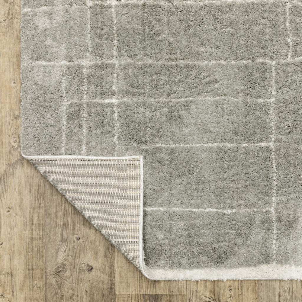 2' X 3' Grey And Ivory Geometric Shag Power Loom Stain Resistant Area Rug - Homeroots - Flyclothing LLC