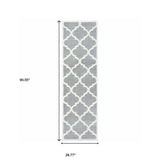 2' X 8' Grey And Ivory Geometric Shag Power Loom Stain Resistant Runner Rug - Homeroots - Flyclothing LLC