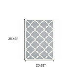2' X 3' Grey And Ivory Geometric Shag Power Loom Stain Resistant Area Rug - Homeroots - Flyclothing LLC