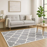 5' X 8' Grey And Ivory Geometric Shag Power Loom Stain Resistant Area Rug - Homeroots - Flyclothing LLC