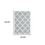 5' X 8' Grey And Ivory Geometric Shag Power Loom Stain Resistant Area Rug - Homeroots - Flyclothing LLC