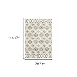 6' X 9' Ivory And Brown Geometric Shag Power Loom Stain Resistant Area Rug - Homeroots - Flyclothing LLC