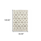 8' X 11' Ivory And Brown Geometric Shag Power Loom Stain Resistant Area Rug - Homeroots - Flyclothing LLC