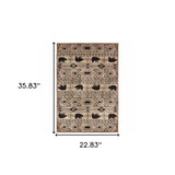 2' X 3' Ivory And Black Southwestern Power Loom Stain Resistant Area Rug - Homeroots - Flyclothing LLC
