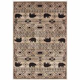 6' X 9' Ivory And Black Southwestern Power Loom Stain Resistant Area Rug - Homeroots - Flyclothing LLC