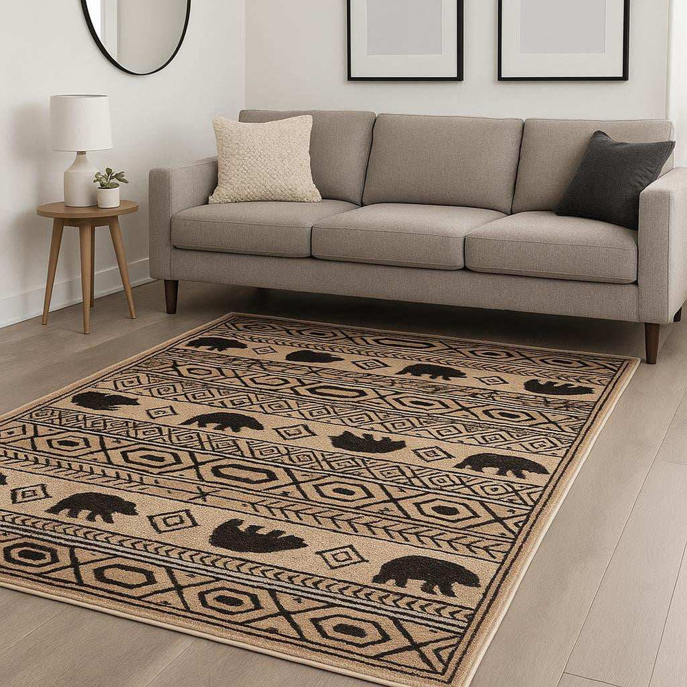 6' X 9' Ivory And Black Southwestern Power Loom Stain Resistant Area Rug - Homeroots - Flyclothing LLC