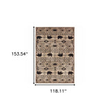 10' X 13' Ivory And Black Southwestern Power Loom Stain Resistant Area Rug - Homeroots - Flyclothing LLC