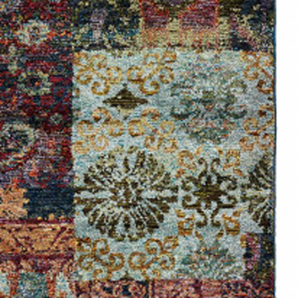 12' Runner Blue and Red Abstract Power Loom Runner Rug - Homeroots - Flyclothing LLC