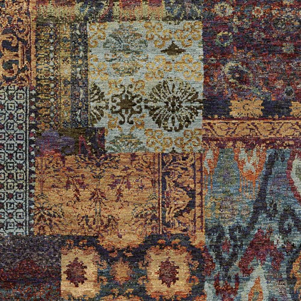 7' X 10' Blue and Gold Abstract Power Loom Area Rug - Homeroots - Flyclothing LLC