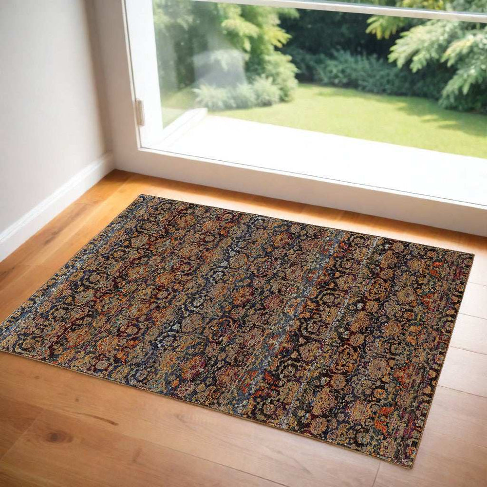 2' X 3' Blue and Ivory Abstract Power Loom Area Rug - Homeroots - Flyclothing LLC