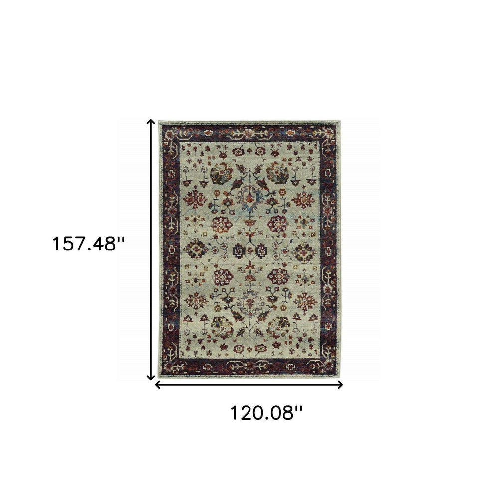 10' X 13' Red and Ivory Oriental Power Loom Area Rug - Homeroots - Flyclothing LLC