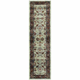 8' Runner Red and Ivory Oriental Power Loom Runner Rug - Homeroots - Flyclothing LLC