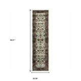 8' Runner Red and Ivory Oriental Power Loom Runner Rug - Homeroots - Flyclothing LLC