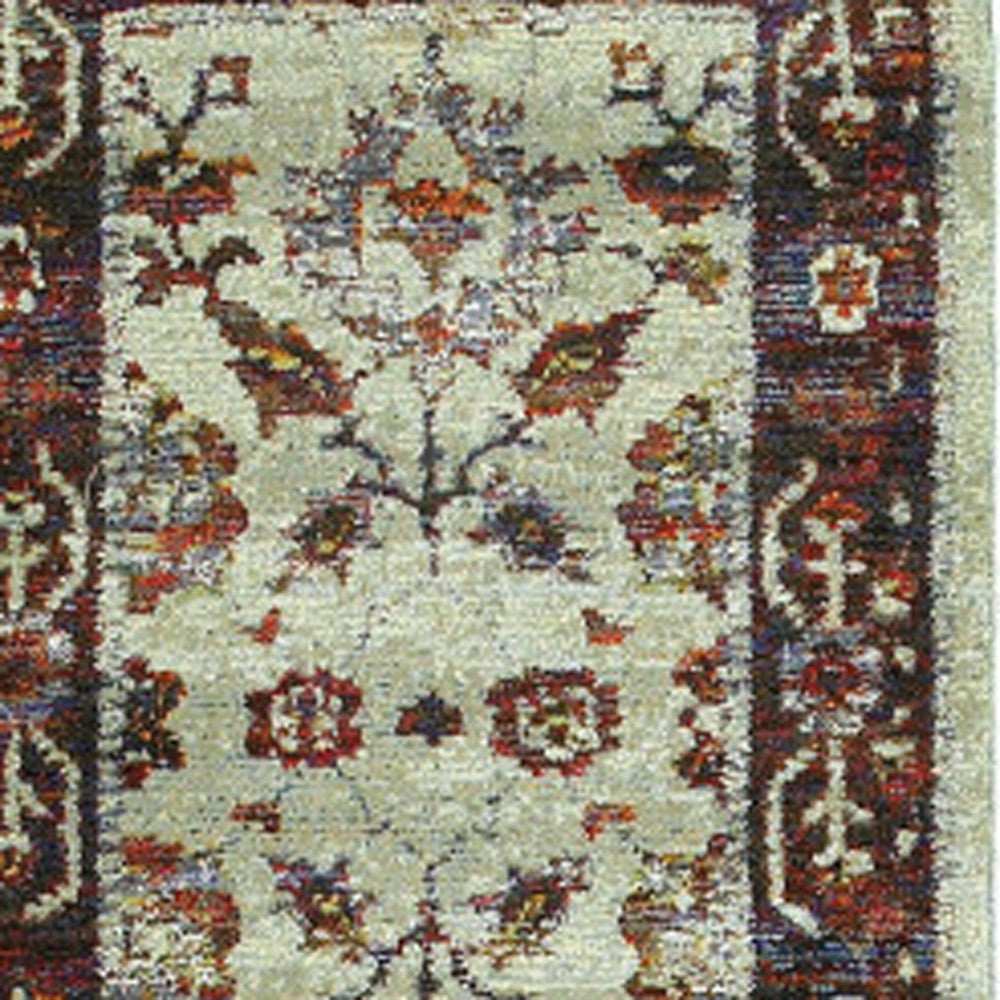 8' Runner Red and Ivory Oriental Power Loom Runner Rug - Homeroots - Flyclothing LLC