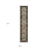 12' Runner Stone and Red Oriental Power Loom Runner Rug - Homeroots - Flyclothing LLC