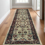 12' Runner Stone and Red Oriental Power Loom Runner Rug - Homeroots - Flyclothing LLC
