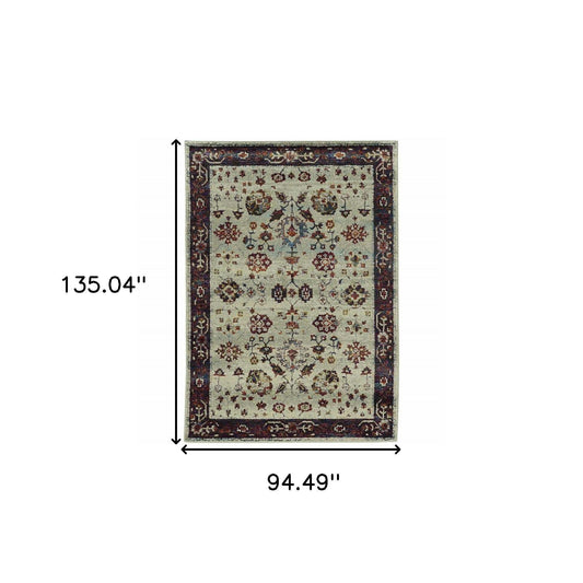8' X 11' Red and Ivory Oriental Power Loom Area Rug - Homeroots - Flyclothing LLC